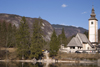 Slovenia - Ribcev Laz - Church of St John the Baptist and mountains - Bohinj Lake in Spring - photo by I.Middleton