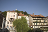 Slovenia - Ljubliana: along the Ljubljanica River with Ljubljana castle in background - photo by I.Middleton