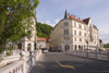 Triple bridge - view from Preseren square along Stritarjeva ulica towards the Castle, Ljubljana, Slovenia - photo by I.Middleton