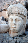 Turkey - Mt Nemrut: Tyche or Fortuna statue - elaborate hellenistic hairstyle - photo by C. le Mire