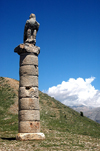 Karakus Tepesi - Karakus Tumulus - Adiyaman province, Southeastern Anatolia, Turkey: tomb of the kings of Commagene - pillar with eagle - 1st century BC - ancient Armenian kingdom of the Hellenistic Age - Karakus Tepe - photo by C. le Mire