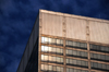 Cleveland, Ohio, USA: Anthony J. Celebreeze Federal Building - detail of the NW top corner reflecting the afternoon sun - international style - governmental office - Civic Center, Downtown - photo by M.Torres