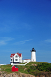 York, Maine, New England, USA: Cape Neddick Lighthouse, built in 1879 - the 12 meter tower is a mixed structure of cast iron and brick - Nubble Light - photo by M.Torres