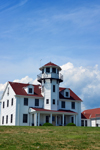 Point Judith, Narragansett, Rhode Island: U.S. Coast Guard Station - life-saving station - entrance to Narragansett Bay, famous for many sinkings - photo by M.Torres