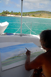 Los Testigos islands, Venezuela: painting of Testigos landscape - photo by E.Petitalot