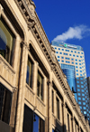 Winnipeg, Manitoba, Canada: Curry Building - Portage Avenue / Route 85 - architect John D. Atchison - developed by City Comptroller Duncan Steele Curry - neo-Gothic faade in terracotta - TD Centre in the background - photo by M.Torres