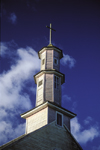 Villupulli, Chilo island, Los Lagos Region, Chile: hexagonal wooden church steeple in dating back to the 18th century - fusion of European and indigenous cultural traditions - wooden architecture - UNESCO World Heritage Site - photo by C.Lovell