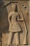 Iran - Shiraz: Qajar soldier - bas-relief - Qavam House - Narenjestan e Qavam - photo by M.Torres