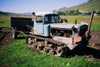 Kazakhstan - Almaty oblys: an old tractor and a trailer in the country side - photo by E.Petitalot