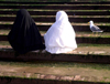 Morocco / Maroc - Mogador / Essaouira: black and white - women in the port - photo by J.Kaman