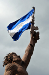 Managua, Nicaragua: Nameless Guerrilla Soldier - Monument to the True Heroes of the Revolution - metal statue clutching a pick-axe in his right hand and an AK-47 in his left, honouring the Sandinista fighters of the FSLN - El Guerrillero sin Nombre - Av. Bolivar - Dupla Norte - photo by M.Torres