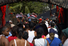 A crowd enters San Geronimo Fort to watch the meeting of congos and devils, Portobello, Coln, Panama, Central America - photo by H.Olarte