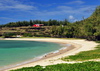 Baie de l'Est, Saint Franois Beach, Rodrigues island, Mauritius: small bay with emerald water, lined by casuarina trees - Eastern bay - photo by M.Torres