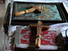 Ieud, Maramures county, Transylvania, Romania: icons and crosses - interior of the Church of the Nativity of the Virgin - UNESCO world heritage - photo by J.Kaman