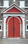 The Bottom, Saba: Sacred Heart Church - red gate - photo by M.Torres