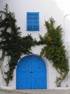 image of Tunisia - Sidi Bou Said: decorated blue gate / door (photo by J.Kaman)