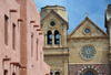 Santa F, New Mexico, USA: Saint Francis Cathedral and Institute of American Indian Arts - seen from East San Francico street - photo by M.Torres