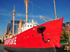 Baltimore, Maryland, USA: US lightship Chesapeake, LV-116 - prow view - built in 1930 at Charleston Drydock and Machine Co in Charleston S.C. - Baltimore Maritime Museum - red ship - photo by M.Torres